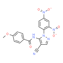 ChemSpider 2D Image | N-[4-Cyano-1-(2,4-dinitrophenyl)-1H-pyrazol-5-yl]-4-methoxybenzamide | C18H12N6O6