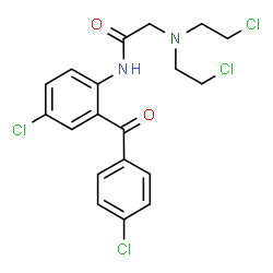 ChemSpider 2D Image | N-[4-Chloro-2-(4-chlorobenzoyl)phenyl]-N~2~,N~2~-bis(2-chloroethyl)glycinamide | C19H18Cl4N2O2