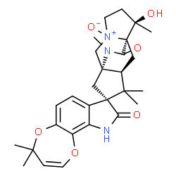ChemSpider 2D Image | (1R,3S,5R,7S,12R)-12-Hydroxy-4,4,4',4',12,14-hexamethyl-4'H,13H-spiro[9,14-diazatetracyclo[5.5.2.0~1,9~.0~3,7~]tetradecane-5,8'-[1,4]dioxepino[2,3-g]indole]-9',13(10'H)-dione 9-oxide | C28H35N3O6