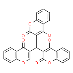 ChemSpider 2D Image | 3,3'-[(4-Oxo-4H-chromen-3-yl)methylene]bis(4-hydroxy-2H-chromen-2-one) | C28H16O8