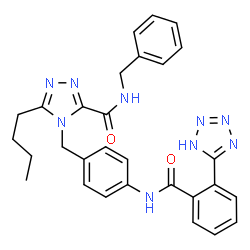 ChemSpider 2D Image | N-Benzyl-5-butyl-4-(4-{[2-(1H-tetrazol-5-yl)benzoyl]amino}benzyl)-4H-1,2,4-triazole-3-carboxamide | C29H29N9O2