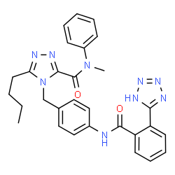 ChemSpider 2D Image | 5-Butyl-N-methyl-N-phenyl-4-(4-{[2-(1H-tetrazol-5-yl)benzoyl]amino}benzyl)-4H-1,2,4-triazole-3-carboxamide | C29H29N9O2