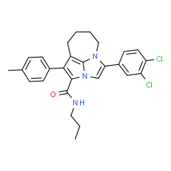 ChemSpider 2D Image | 4-(3,4-Dichlorophenyl)-1-(4-methylphenyl)-N-propyl-5,6,7,8-tetrahydro-2a,4a-diazacyclopenta[cd]azulene-2-carboxamide | C27H27Cl2N3O