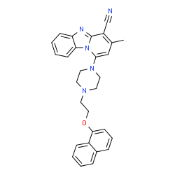 ChemSpider 2D Image | 3-Methyl-1-{4-[2-(1-naphthyloxy)ethyl]-1-piperazinyl}pyrido[1,2-a]benzimidazole-4-carbonitrile | C29H27N5O