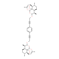 ChemSpider 2D Image | (1R,4S,5R,8S,9R,12R,13R,1'R,4'S,5'R,8'S,9'R,12'R,13'R)-10,10'-[1,4-Phenylenebis(1-propyne-1,3-diyloxy)]bis(1,5,9-trimethyl-11,14,15,16-tetraoxatetracyclo[10.3.1.0~4,13~.0~8,13~]hexadecane) | C42H54O10