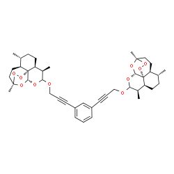 ChemSpider 2D Image | (1R,4S,5R,8S,9R,12R,13R,1'R,4'S,5'R,8'S,9'R,12'R,13'R)-10,10'-[1,3-Phenylenebis(1-propyne-1,3-diyloxy)]bis(1,5,9-trimethyl-11,14,15,16-tetraoxatetracyclo[10.3.1.0~4,13~.0~8,13~]hexadecane) | C42H54O10