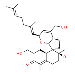 ChemSpider 2D Image | (2Z)-2-[(1S,2R,2'S,4a'S,6S,7a'R)-2'-[(1E)-2,6-Dimethyl-1,5-heptadien-1-yl]-6-hydroxy-4'-(hydroxymethyl)-2-(3-hydroxypropyl)-6-methyl-4a',5',6',7a'-tetrahydro-2'H,3H-spiro[cyclohexane-1,7'-cyclopenta[b
]pyran]-3-ylidene]propanal | C30H46O5