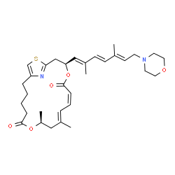 ChemSpider 2D Image | (3S,6Z,8E,11S)-3-[(1E,3E,5E)-2,5-Dimethyl-7-(4-morpholinyl)-1,3,5-heptatrien-1-yl]-9,11-dimethyl-4,12-dioxa-20-thia-21-azabicyclo[16.2.1]henicosa-1(21),6,8,18-tetraene-5,13-dione | C32H44N2O5S