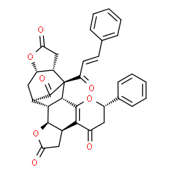 ChemSpider 2D Image | (1R,2S,3S,7R,11S,14R,15R,16R,20S)-11-Phenyl-15-[(2E)-3-phenyl-2-propenoyl]-4,12,19-trioxahexacyclo[13.6.1.0~2,14~.0~3,7~.0~8,13~.0~16,20~]docos-8(13)-ene-5,9,18,22-tetrone | C34H28O8