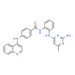 ChemSpider 2D Image | N-{2-[(2-Amino-6-methyl-4-pyrimidinyl)amino]phenyl}-4-(4-quinolinylamino)benzamide | C27H23N7O