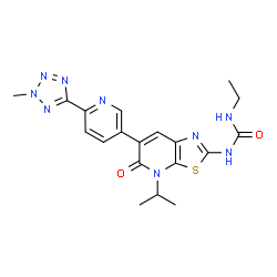 ChemSpider 2D Image | 1-Ethyl-3-{4-isopropyl-6-[6-(2-methyl-2H-tetrazol-5-yl)-3-pyridinyl]-5-oxo-4,5-dihydro[1,3]thiazolo[5,4-b]pyridin-2-yl}urea | C19H21N9O2S