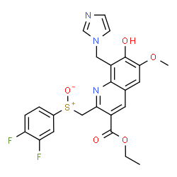ChemSpider 2D Image | (3,4-Difluorophenyl){[3-(ethoxycarbonyl)-7-hydroxy-8-(1H-imidazol-1-ylmethyl)-6-methoxy-2-quinolinyl]methyl}sulfoniumolate | C24H21F2N3O5S