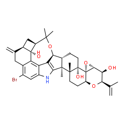 ChemSpider 2D Image | (2R,3S,3aR,4aS,4bS,6aR,7S,7dR,8R,9aR,14bS,14cR,16aS)-12-Bromo-2-isopropenyl-14b,14c,17,17-tetramethyl-10-methylene-3,3a,6,6a,7,8,9,9a,10,11,14,14b,14c,15,16,16a-hexadecahydro-2H,4bH-7,8-(epoxymethano)
cyclobuta[5,6]benzo[1,2-e]oxireno[4',4a']chromeno[5',6':6,7]indeno[1,2-b]indole-3,4b,7d(5H)-triol | C37H44BrNO6