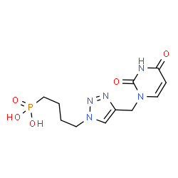 ChemSpider 2D Image | (4-{4-[(2,4-Dioxo-3,4-dihydro-1(2H)-pyrimidinyl)methyl]-1H-1,2,3-triazol-1-yl}butyl)phosphonic acid | C11H16N5O5P