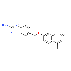ChemSpider 2D Image | Diamino-N-(4-{[(4-methyl-2-oxo-2H-chromen-7-yl)oxy]carbonyl}phenyl)methaniminium | C18H16N3O4
