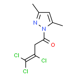 ChemSpider 2D Image | 3,4,4-Trichloro-1-(3,5-dimethyl-1H-pyrazol-1-yl)-3-buten-1-one | C9H9Cl3N2O