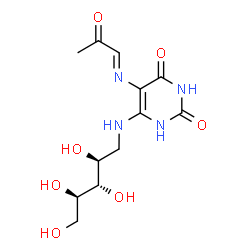 ChemSpider 2D Image | 5-(2-oxopropylideneamino)-6-D-ribitylaminouracil | C12H18N4O7