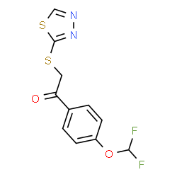 ChemSpider 2D Image | 1-[4-(Difluoromethoxy)phenyl]-2-(1,3,4-thiadiazol-2-ylsulfanyl)ethanone | C11H8F2N2O2S2