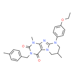 ChemSpider 2D Image | 9-(4-Ethoxyphenyl)-1,7-dimethyl-3-(4-methylbenzyl)-6,7,8,9-tetrahydropyrimido[2,1-f]purine-2,4(1H,3H)-dione | C26H29N5O3
