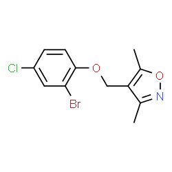 ChemSpider 2D Image | 4-[(2-Bromo-4-chlorophenoxy)methyl]-3,5-dimethyl-1,2-oxazole | C12H11BrClNO2