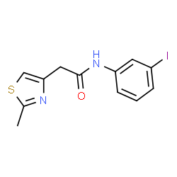 ChemSpider 2D Image | N-(3-Iodophenyl)-2-(2-methyl-1,3-thiazol-4-yl)acetamide | C12H11IN2OS