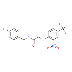 ChemSpider 2D Image | N-(4-Fluorobenzyl)-2-{[2-nitro-4-(trifluoromethyl)phenyl]sulfanyl}acetamide | C16H12F4N2O3S