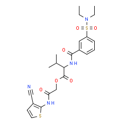 ChemSpider 2D Image | 2-[(3-Cyano-2-thienyl)amino]-2-oxoethyl N-[3-(diethylsulfamoyl)benzoyl]valinate | C23H28N4O6S2