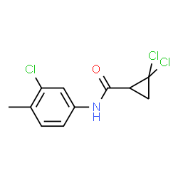 ChemSpider 2D Image | 2,2-Dichloro-N-(3-chloro-4-methylphenyl)cyclopropanecarboxamide | C11H10Cl3NO