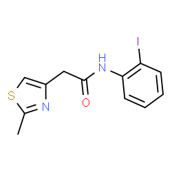 ChemSpider 2D Image | N-(2-Iodophenyl)-2-(2-methyl-1,3-thiazol-4-yl)acetamide | C12H11IN2OS