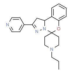 ChemSpider 2D Image | 1-Propyl-2'-(4-pyridinyl)-1',10b'-dihydrospiro[piperidine-4,5'-pyrazolo[1,5-c][1,3]benzoxazine] | C22H26N4O