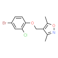 ChemSpider 2D Image | 4-[(4-Bromo-2-chlorophenoxy)methyl]-3,5-dimethyl-1,2-oxazole | C12H11BrClNO2