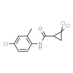 ChemSpider 2D Image | 2,2-Dichloro-N-(4-chloro-2-methylphenyl)cyclopropanecarboxamide | C11H10Cl3NO