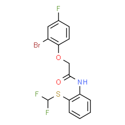 ChemSpider 2D Image | 2-(2-Bromo-4-fluorophenoxy)-N-{2-[(difluoromethyl)sulfanyl]phenyl}acetamide | C15H11BrF3NO2S