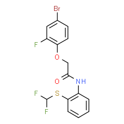 ChemSpider 2D Image | 2-(4-Bromo-2-fluorophenoxy)-N-{2-[(difluoromethyl)sulfanyl]phenyl}acetamide | C15H11BrF3NO2S