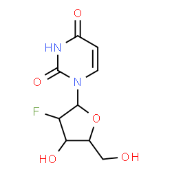 ChemSpider 2D Image | 1-(2-Deoxy-2-fluoropentofuranosyl)-2,4(1H,3H)-pyrimidinedione | C9H11FN2O5