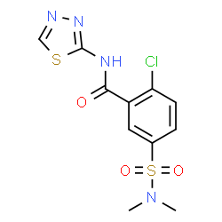 ChemSpider 2D Image | 2-Chloro-5-(dimethylsulfamoyl)-N-(1,3,4-thiadiazol-2-yl)benzamide | C11H11ClN4O3S2