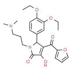 ChemSpider 2D Image | 5-(3,4-Diethoxyphenyl)-1-[3-(dimethylamino)propyl]-4-(2-furoyl)-3-hydroxy-1,5-dihydro-2H-pyrrol-2-one | C24H30N2O6