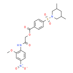 ChemSpider 2D Image | 2-[(2-Methoxy-4-nitrophenyl)amino]-2-oxoethyl 4-[(3,5-dimethyl-1-piperidinyl)sulfonyl]benzoate | C23H27N3O8S