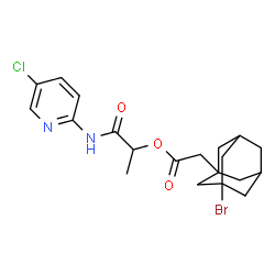 ChemSpider 2D Image | 1-[(5-Chloro-2-pyridinyl)amino]-1-oxo-2-propanyl (3-bromoadamantan-1-yl)acetate | C20H24BrClN2O3