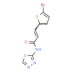 ChemSpider 2D Image | (2E)-3-(5-Bromo-2-thienyl)-N-(1,3,4-thiadiazol-2-yl)acrylamide | C9H6BrN3OS2