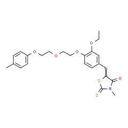 ChemSpider 2D Image | 5-(3-Ethoxy-4-{2-[2-(4-methylphenoxy)ethoxy]ethoxy}benzylidene)-3-methyl-2-thioxo-1,3-thiazolidin-4-one | C24H27NO5S2