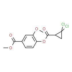 ChemSpider 2D Image | Methyl 4-{[(2,2-dichlorocyclopropyl)carbonyl]oxy}-3-methoxybenzoate | C13H12Cl2O5