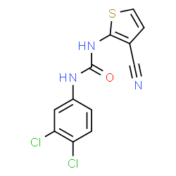 ChemSpider 2D Image | 1-(3-Cyano-2-thienyl)-3-(3,4-dichlorophenyl)urea | C12H7Cl2N3OS