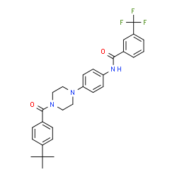 ChemSpider 2D Image | N-(4-{4-[4-(2-Methyl-2-propanyl)benzoyl]-1-piperazinyl}phenyl)-3-(trifluoromethyl)benzamide | C29H30F3N3O2