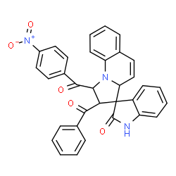 ChemSpider 2D Image | 2'-Benzoyl-1'-(4-nitrobenzoyl)-1',2'-dihydro-3a'H-spiro[indole-3,3'-pyrrolo[1,2-a]quinolin]-2(1H)-one | C33H23N3O5