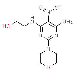 ChemSpider 2D Image | 2-{[6-Amino-2-(4-morpholinyl)-5-nitro-4-pyrimidinyl]amino}ethanol | C10H16N6O4