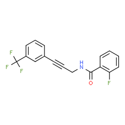 ChemSpider 2D Image | 2-Fluoro-N-{3-[3-(trifluoromethyl)phenyl]-2-propyn-1-yl}benzamide | C17H11F4NO