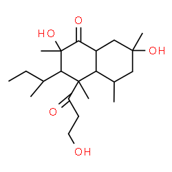 ChemSpider 2D Image | 3-sec-Butyl-2,7-dihydroxy-4-(3-hydroxypropanoyl)-2,4,5,7-tetramethyloctahydro-1(2H)-naphthalenone | C21H36O5