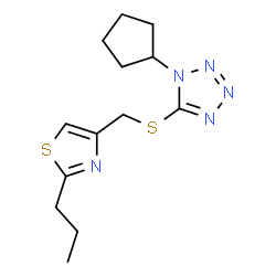 ChemSpider 2D Image | 1-Cyclopentyl-5-{[(2-propyl-1,3-thiazol-4-yl)methyl]sulfanyl}-1H-tetrazole | C13H19N5S2