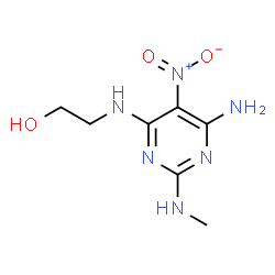 ChemSpider 2D Image | 2-{[6-Amino-2-(methylamino)-5-nitro-4-pyrimidinyl]amino}ethanol | C7H12N6O3